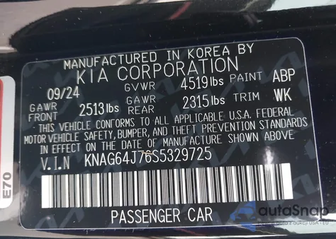 2025 Kia K5 Gt-Line from USA, damaged, VIN KNAG64J76S5329725